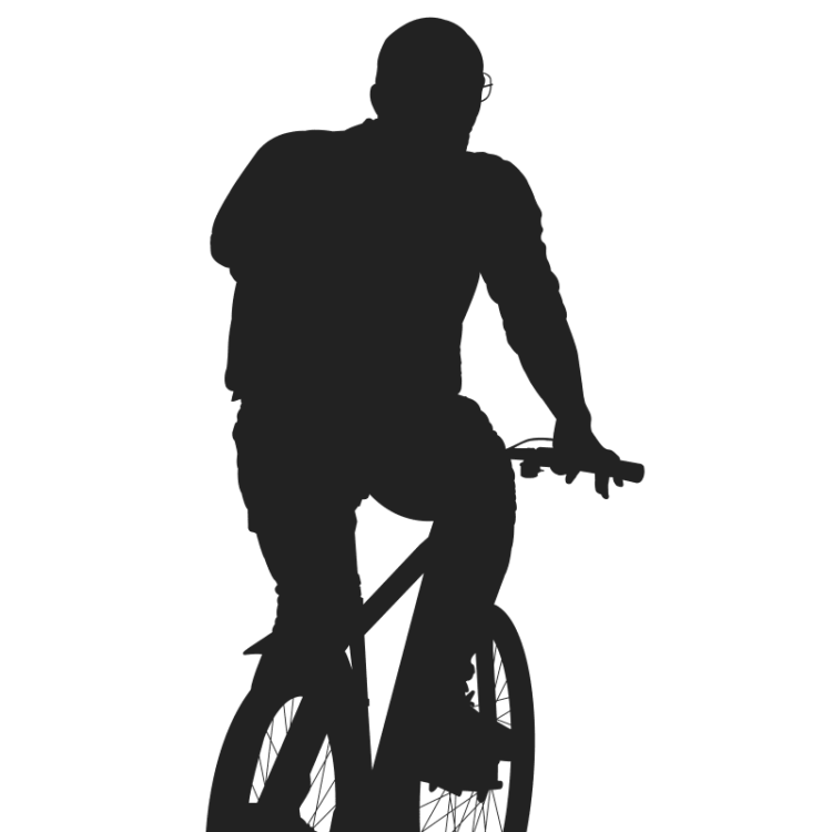 Illustration man on bike with glasses vector